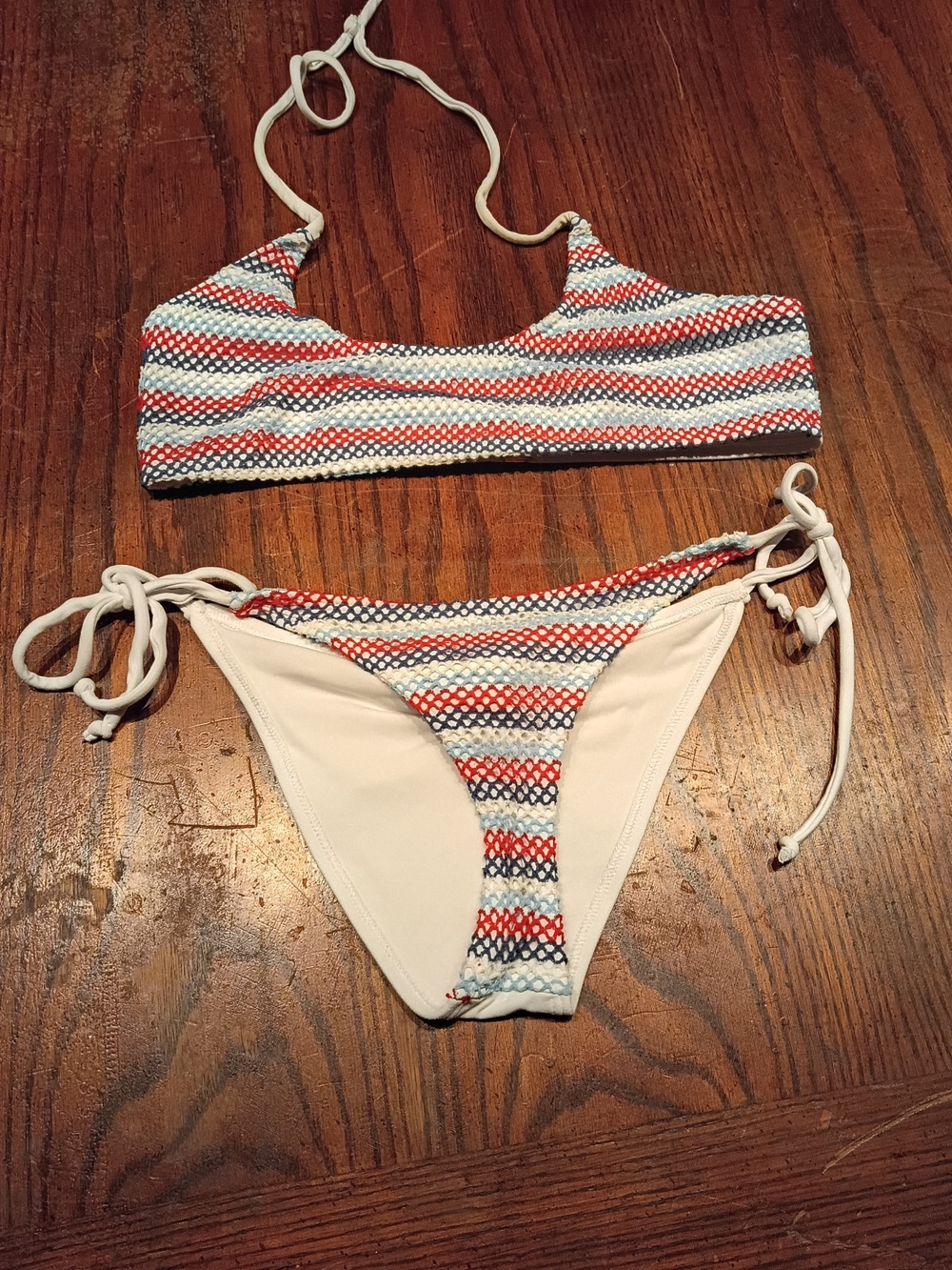 Yandy Red White & Blue Crochet-Trim Bikini